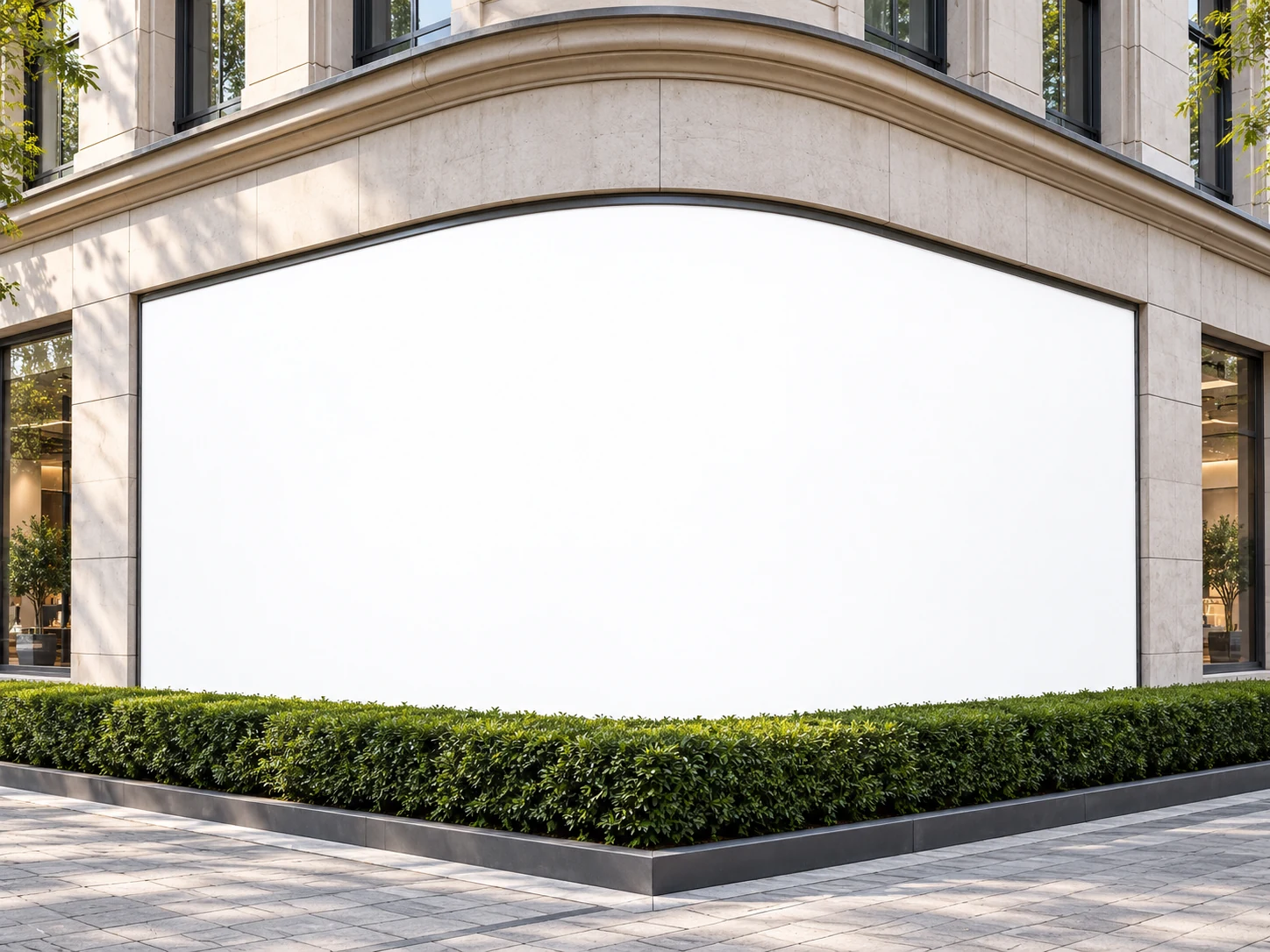 Building corner with a blank billboard face before the campaign mockup